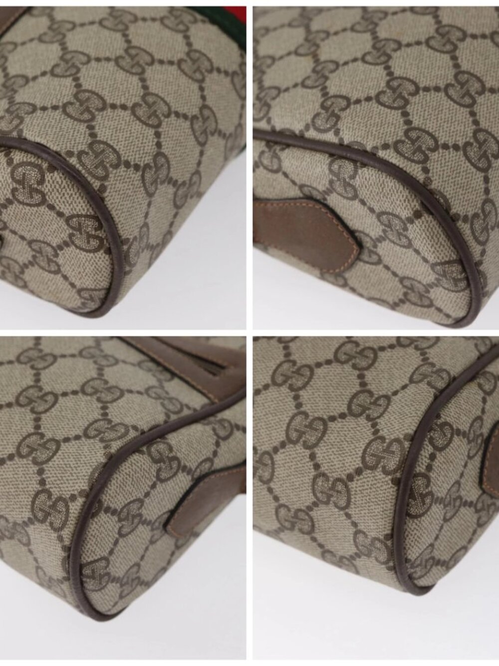 GUCCI GG Supreme Web Sherry Line Bag PVC Beige Gold - Picture 14 of 16